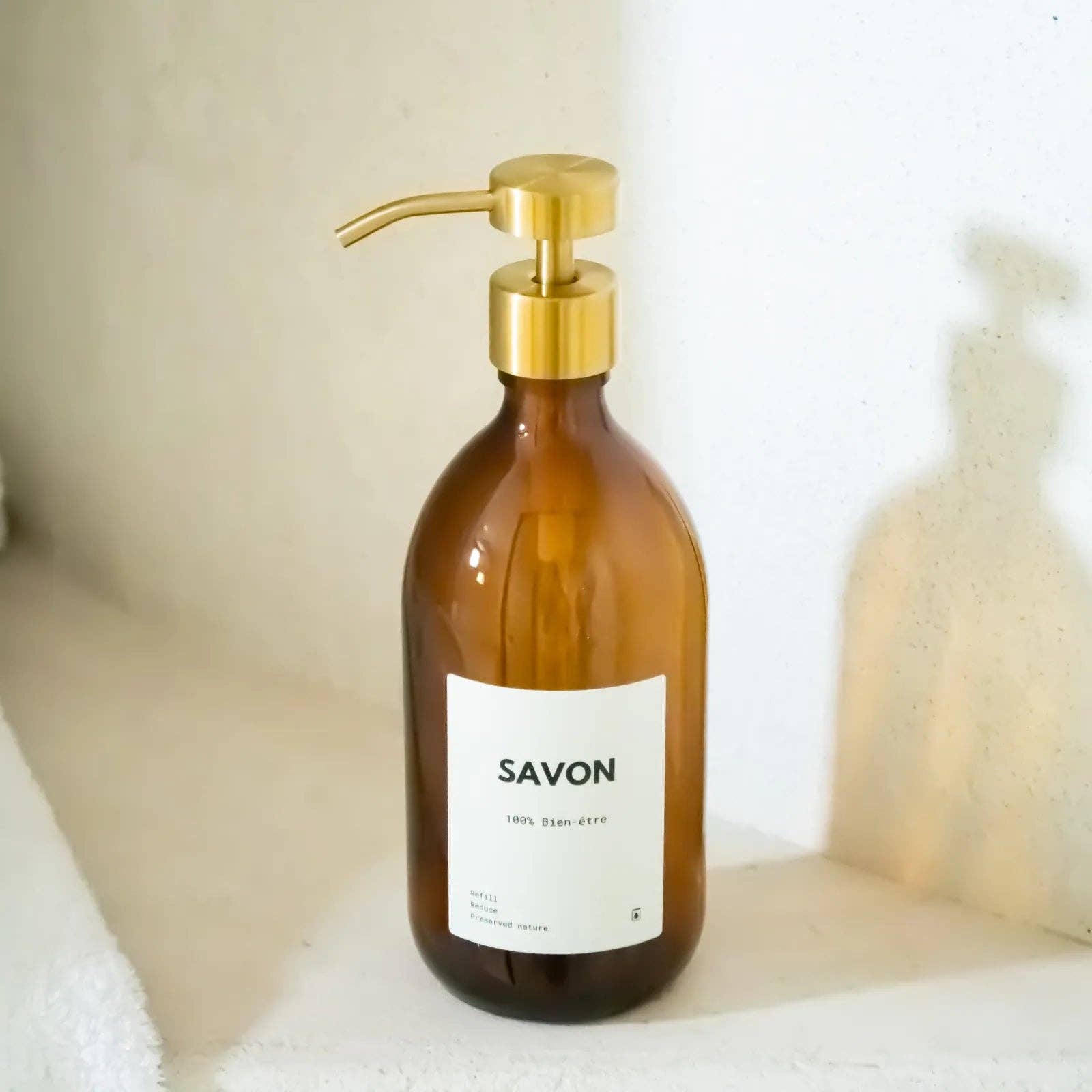 Little Pots – wholesale Tvåldispenser – Tvåldispenser i bärnstensfärgat glas med pump i rostfritt stål7