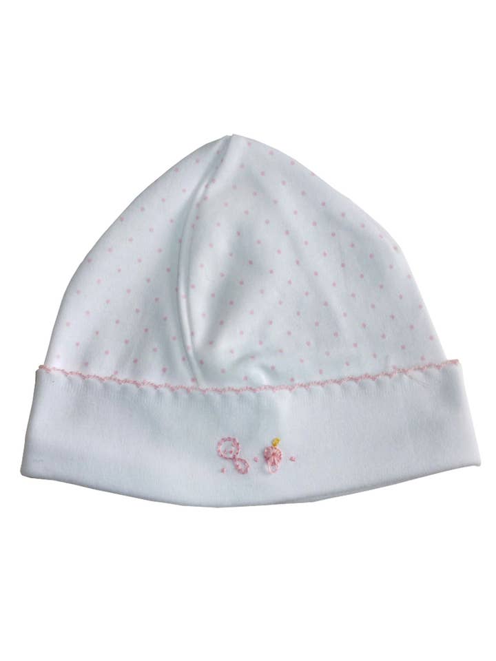 Baby Girl's Pink Elephant Dot Pima Cotton Hat for wholesale by Baby Threads