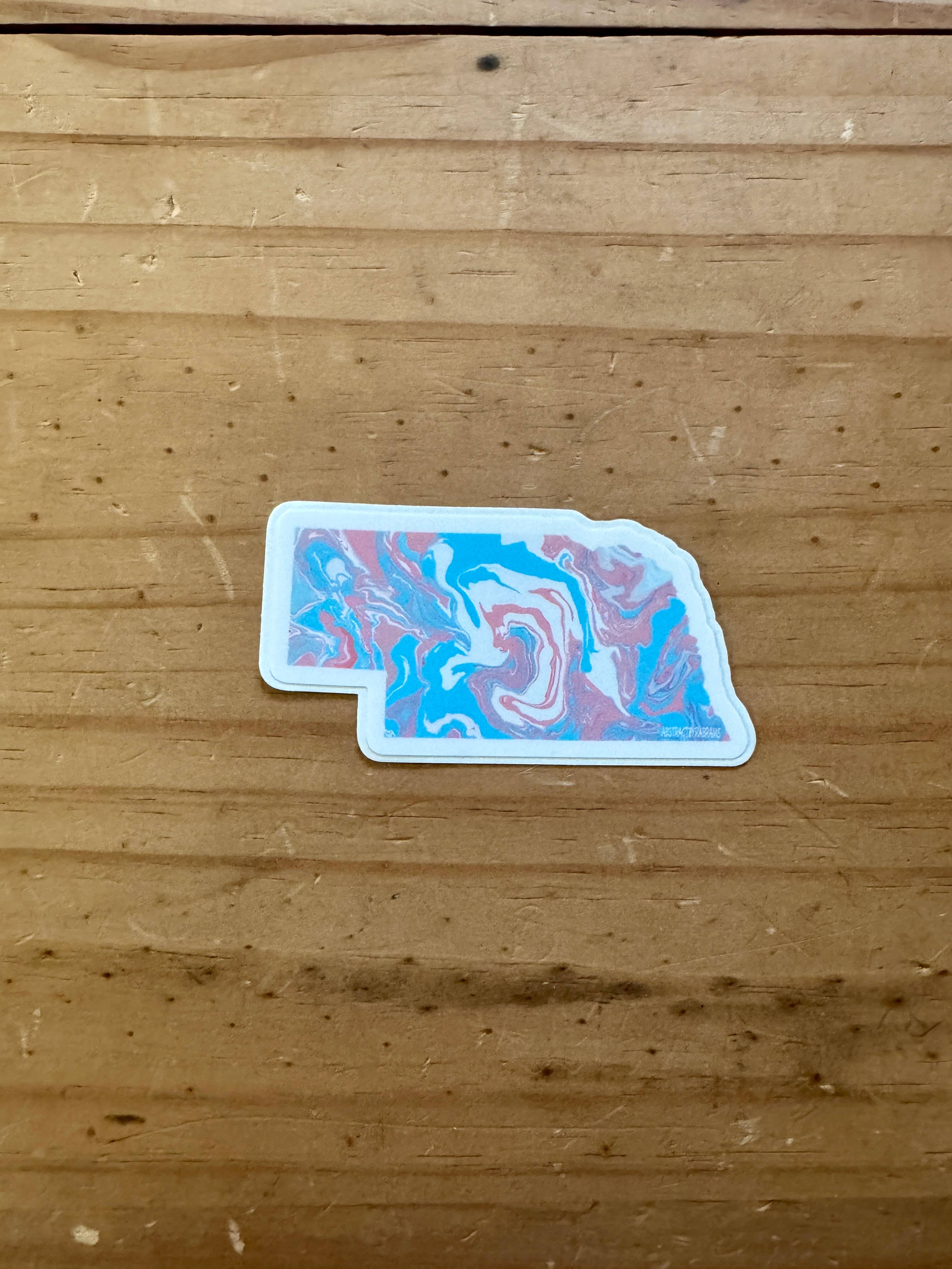AbstractbyRabrams - Wholesale Sticker - Trans Pride Nebraska Sticker, LGBTQ Rainbow Nebraska3