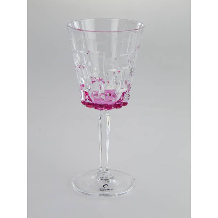 VIVIENCE - Wholesale Wine Glass - Liscio Ottico - Set of 6 Water Glasses with Block Design