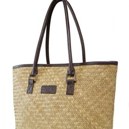 St. Tropez Tote (Natural/Brown Trim) for wholesale by Crescent Moon Yoga