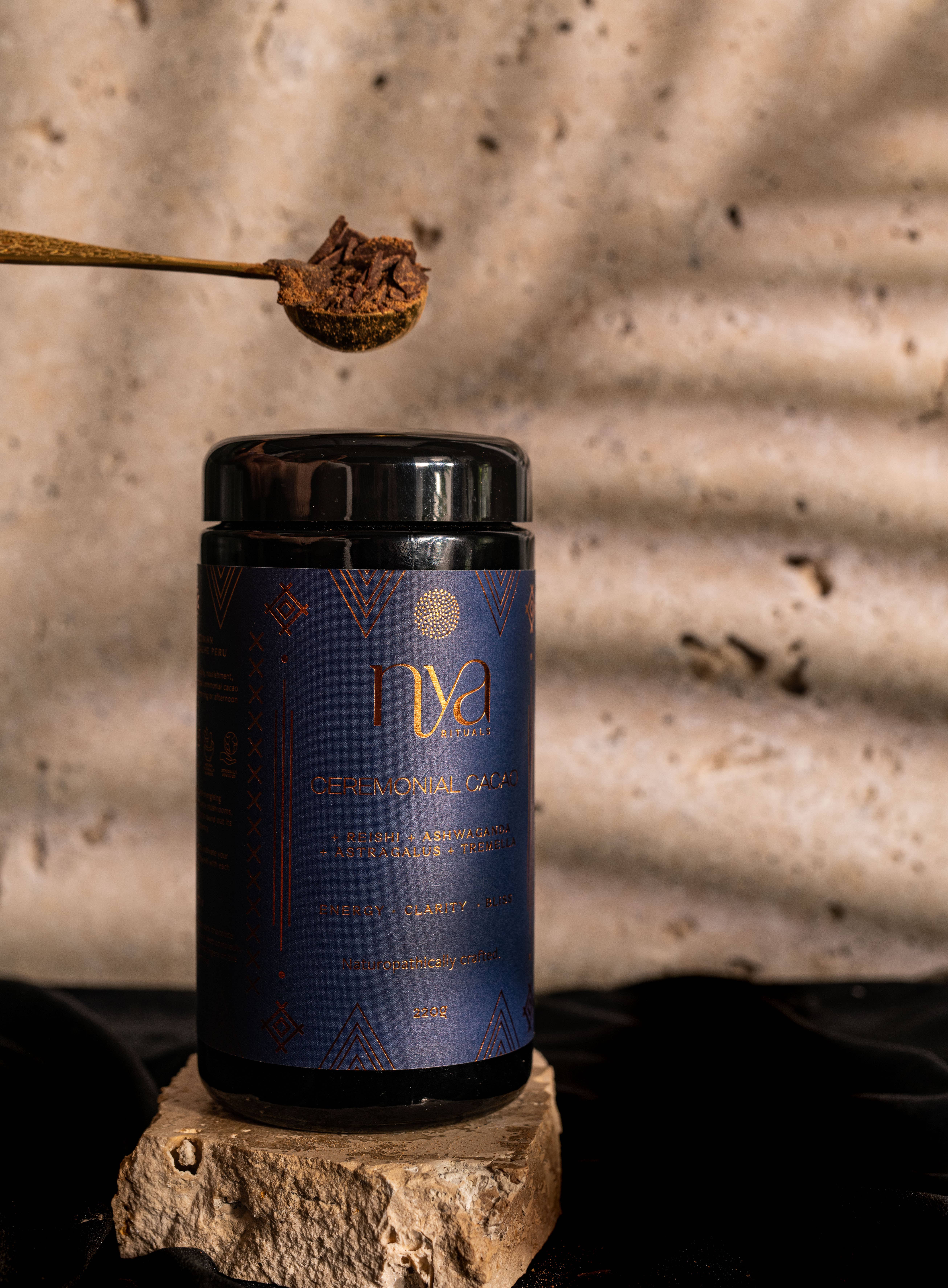 Nya Rituals - Vente Poudres protéinées/superaliments - Cacao Cérémonial Bio + Adaptogènes Pot de 220g1