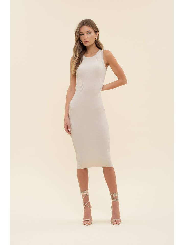 The Workshop Studio – Engroshandel Kjole - Dame – RIBSTRIKKET TANK MIDIKJOLE4