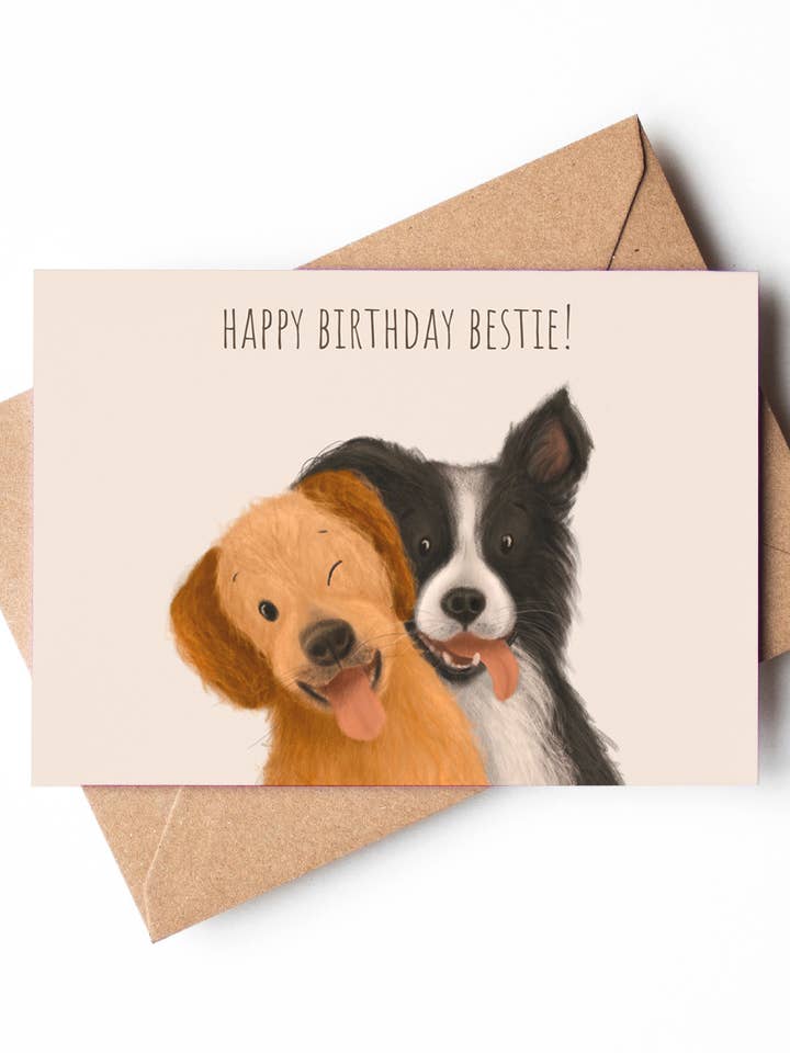 Bestie Dog Birthday Greeting Card for wholesale by Jo Couch