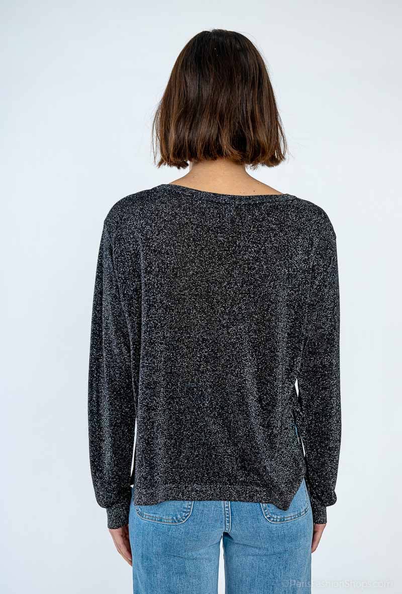 Attrait Paris – Engroshandel Strikket top - Dame – Lurex mesh top med lange ærmer8