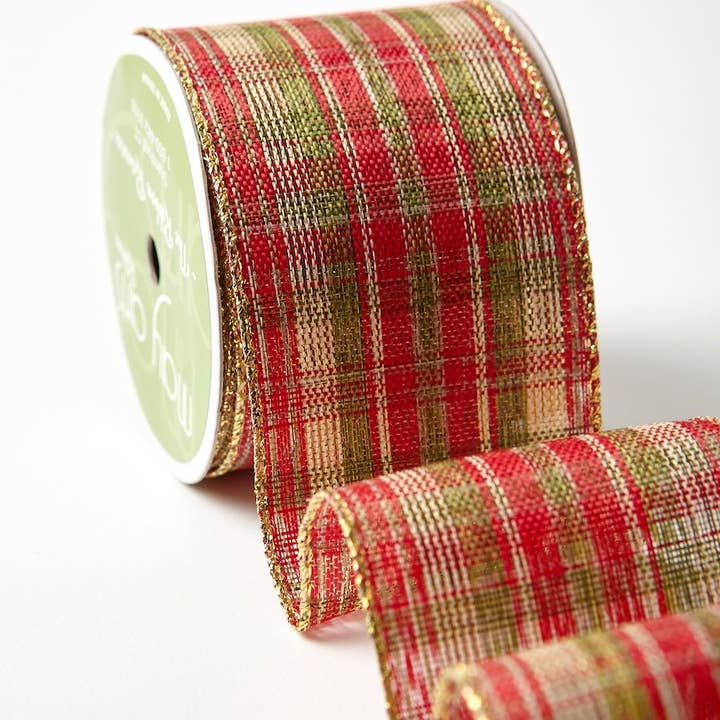 May Arts Ribbon - Wholesale Ribbon - Gift Wrapping - 2.5" Christmas Plaid Ribbon -15ft Retail Size Roll