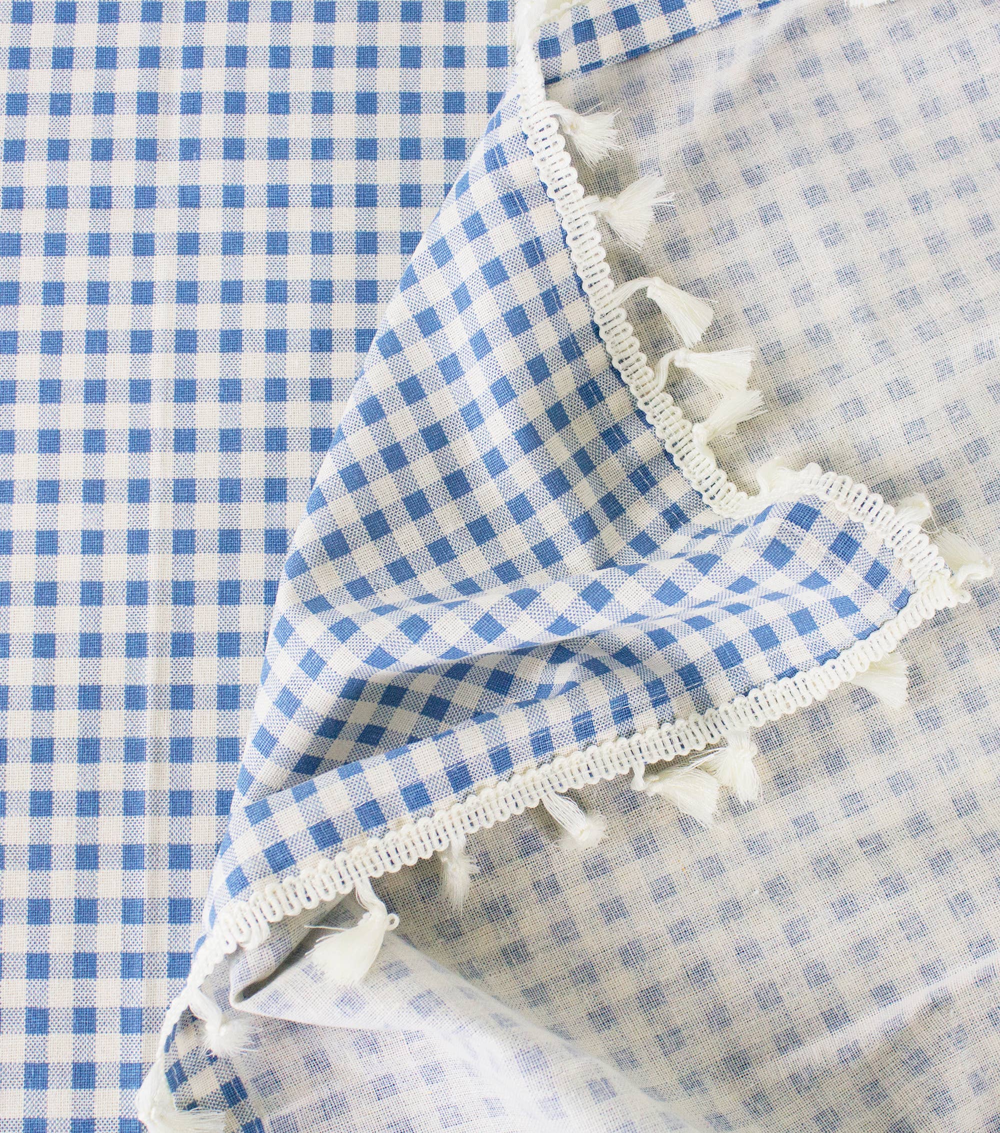 Fennco Styles - Wholesale Tablecloth - Rustic Gingham Check Tasseled Trim Cotton Blend Tablecloth13