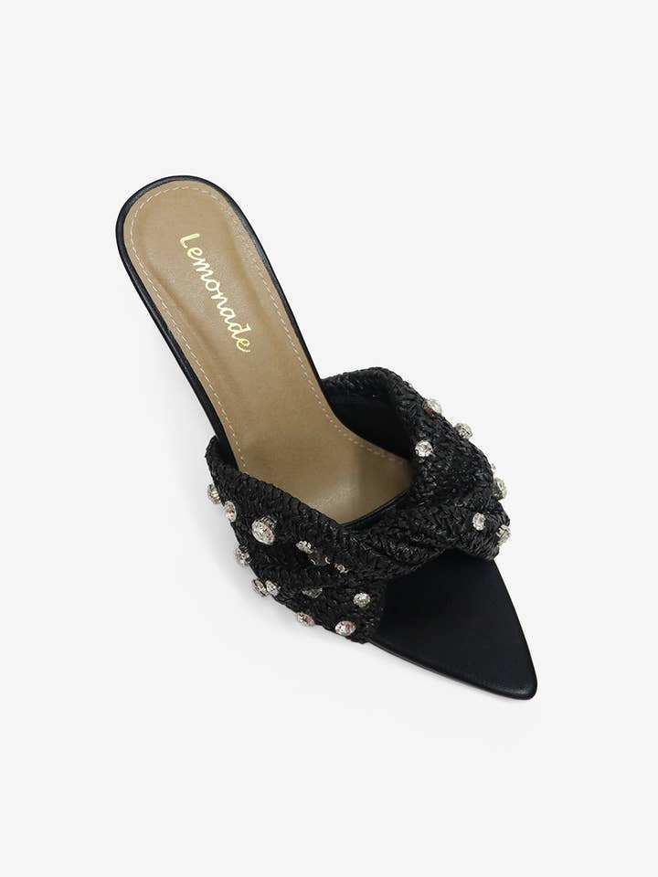 Lemonade Shoes - Vendita all'ingrosso Tacchi alti - Donna - KORRA - Sandali di lusso in rafia con perline, tonalità dorata1