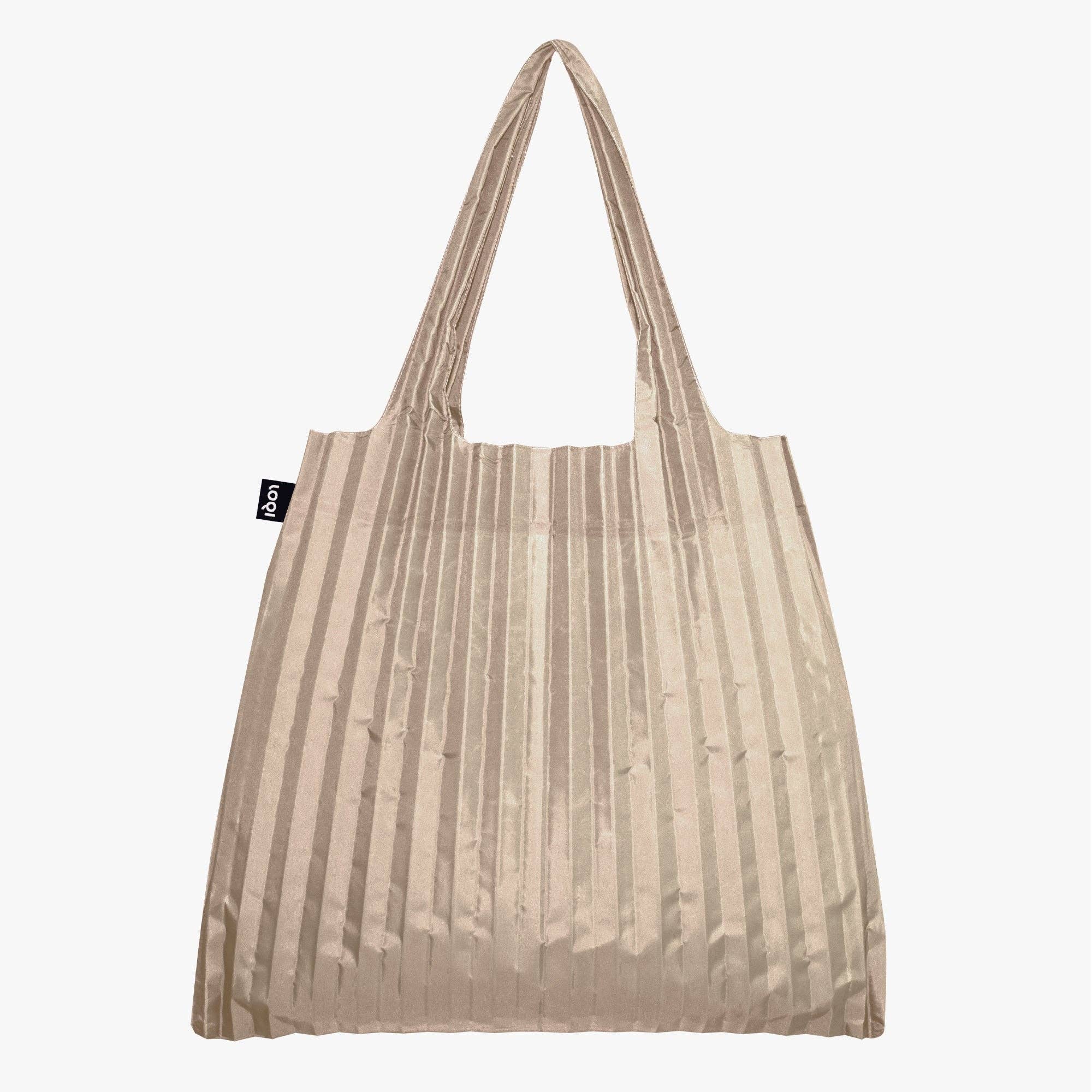 LOQI LLC - Wholesale Tote Bag - Unisex - PLEATED Mocha Recycled Bag0