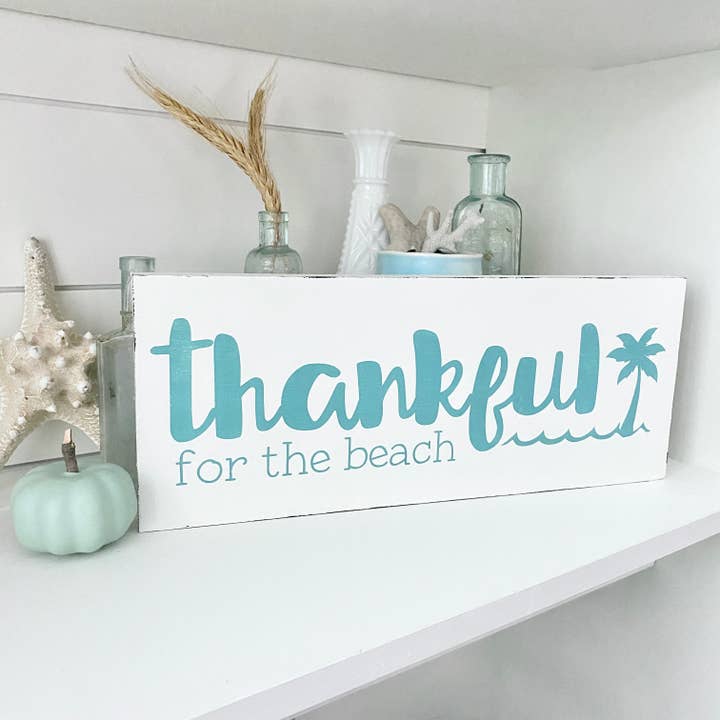 Thankful for the Beach Fall beach Sign coastal autumn decor for wholesale by Anchored Soul Designs