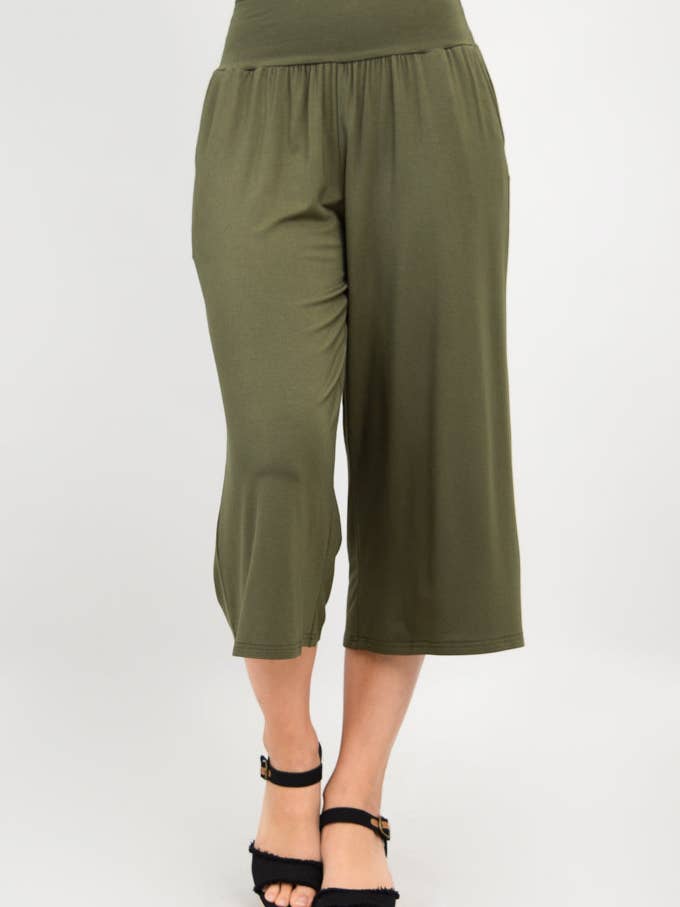 Gaylene Capri, Khaki, Bamboo for wholesale by Blue Sky Clothing Co LLC
