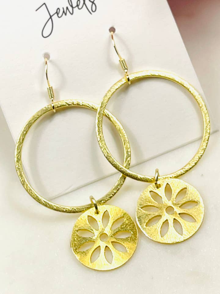 Gold Hoop Dangle Earrings for wholesale by ShannAgains Jewels