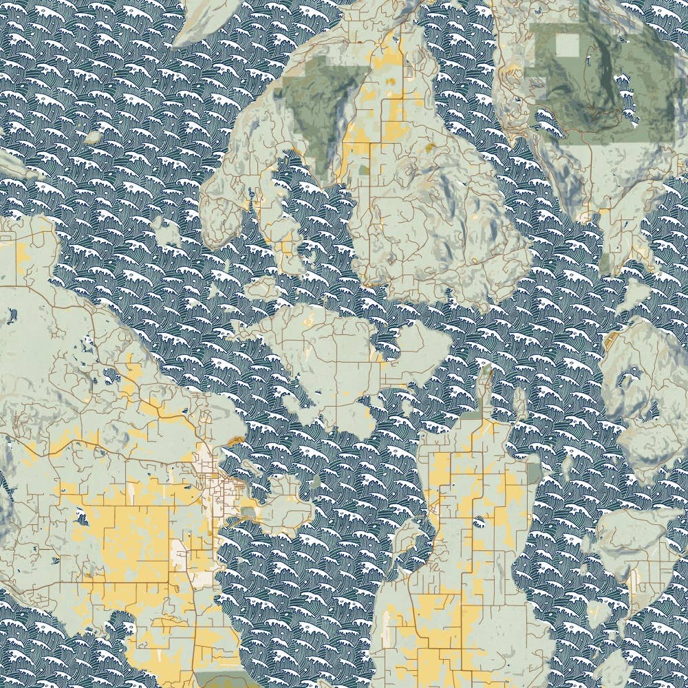 JACE.design - Wholesale Art Print - San Juan Islands WA Map Print Woodblock4