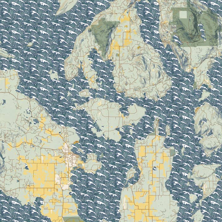 JACE.design - Wholesale Art Print - San Juan Islands WA Map Print Woodblock4