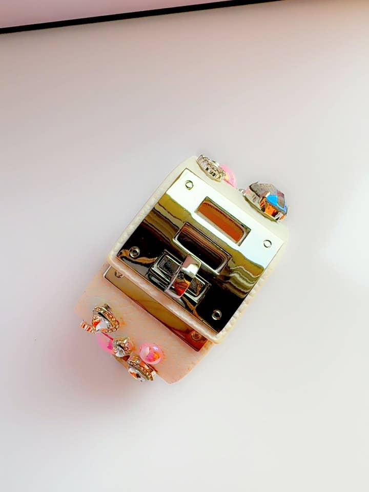 Witte Leren Roze Bling Armband voor wholesale door Soderena Designs