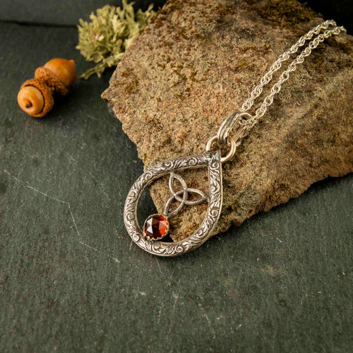Maiden Necklace-Sterling Silver and Rose Cut Garnet for wholesale by Skolland Jewelry