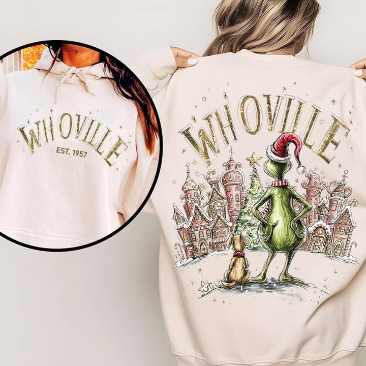 Whoville Christmas Green Guy Sweatshirt for wholesale by Southern Backroad Tees LLC
