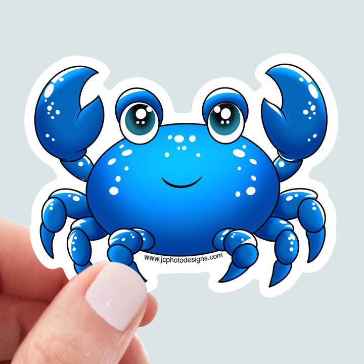 Blue Crab Ocean Sticker - Hand-Drawn Vinyl Decal for wholesale by JC Pet Designs