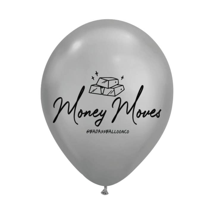Globo de fiesta cromado Money Moves para venta al por mayor de Badass Balloon Co.