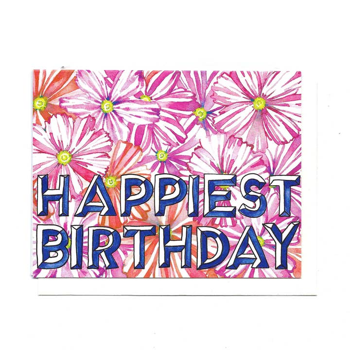 Cosmos - Happiest Birthday Card for wholesale by Katie Blanchard Art + Works