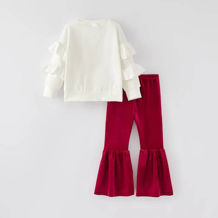 Auraquise - Wholesale Top & Pant Set - Kids - Girls“ Love Like Jesus” Ruffled Bell-Bottom Pants Set