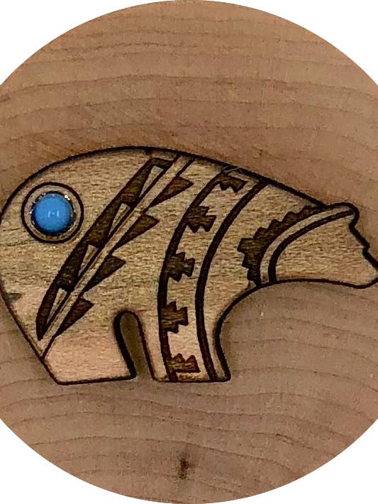 Boîte à rêves en bois avec motif ours fétiche pour la vente par Woodcutts Inc.