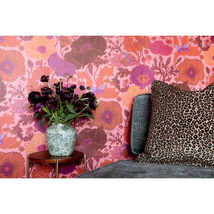 Fleur Wallpaper In Grapefruit for wholesale by Wear the Walls