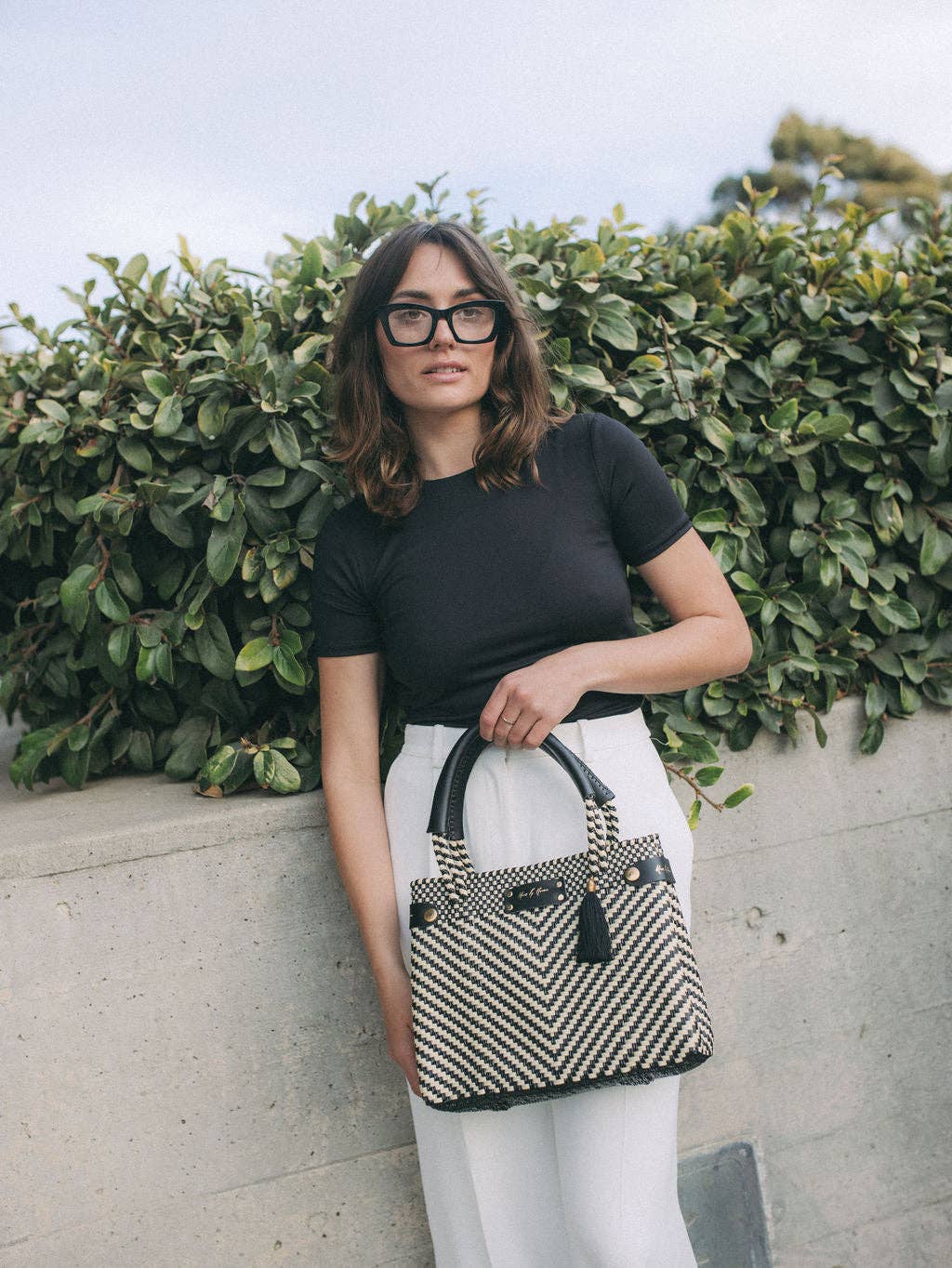 MAVIS BY HERRERA - Wholesale Crossbody Bag - Women's - Mini Less Pollution Convertible Crossbody Bag - Ivory Black Luxe1