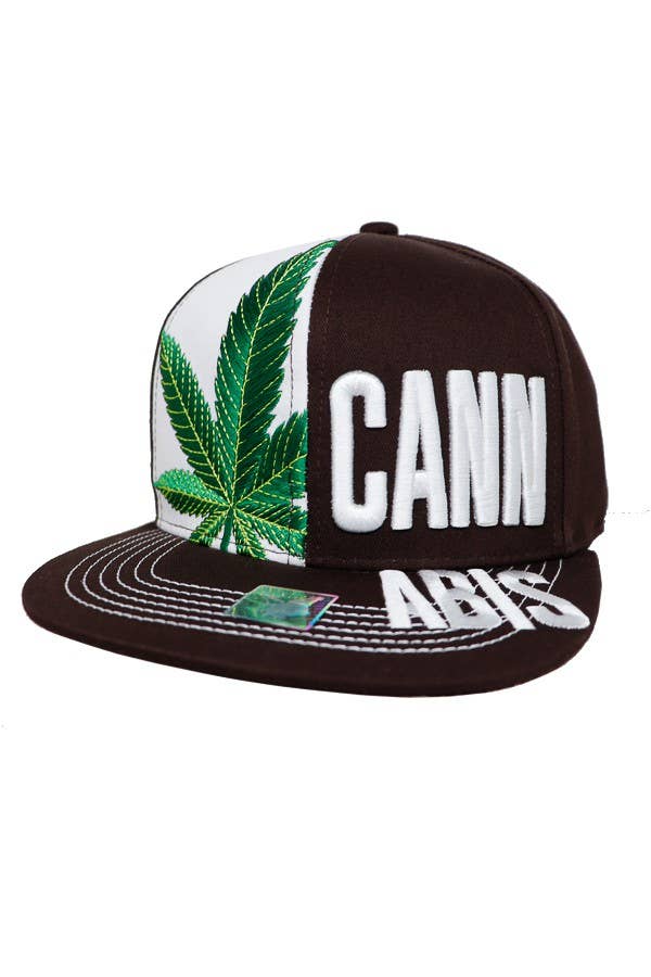 Cap Zone - Vente Casquette à visière plate – homme - Fermeture à glissière brodée en forme de feuille de cannabis6