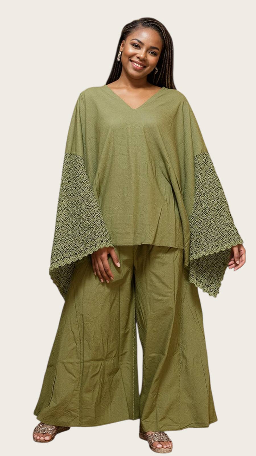 India Batik - Wholesale Top & pants set (NOT Loungewear) – Women's - Linen Pant & Blouse Set -7864