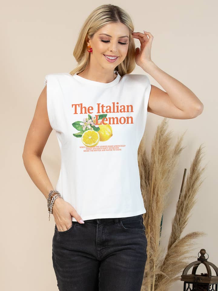 T1154-5950-Débardeur musculaire italien à imprimé citron Marina pour la vente par Nylon Apparel