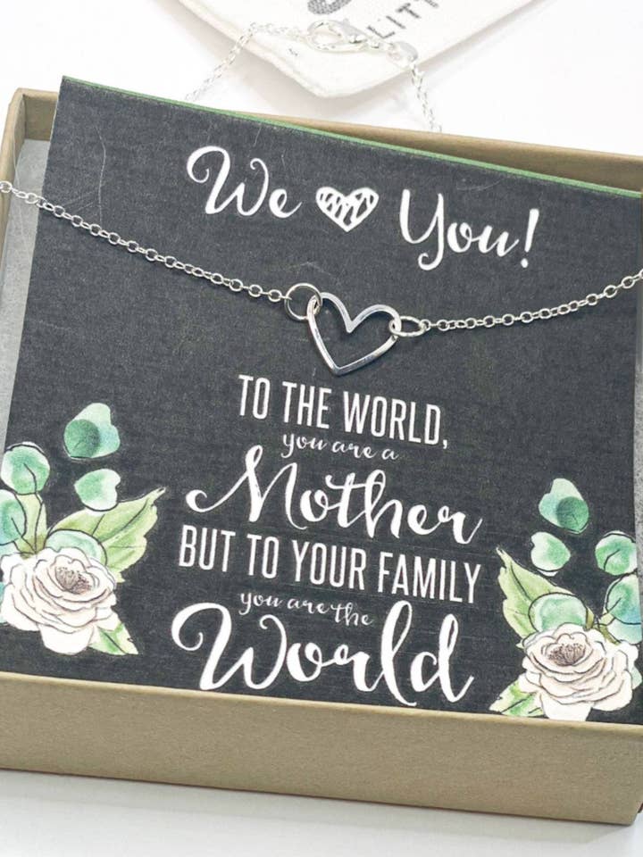 Happy Valentine's Day mom, Valentine's Day gifts for mom, Mom necklace, Valentine's Day card for mom, Heart necklace for mom from son for wholesale by Little Happies Co