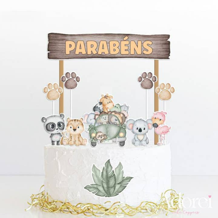 Adorei - Venta al por mayor Adorno para tartas/cupcakes - Topper de Tarta Safari Acuarela