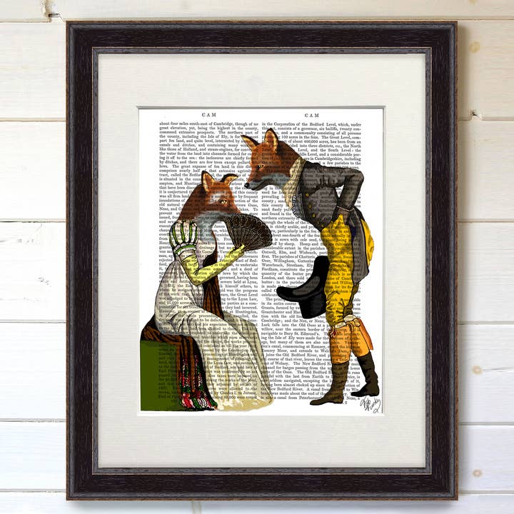 Foxes courting, impression de livre Regency, impression artistique, décoration murale pour la vente par FabFunky Ltd
