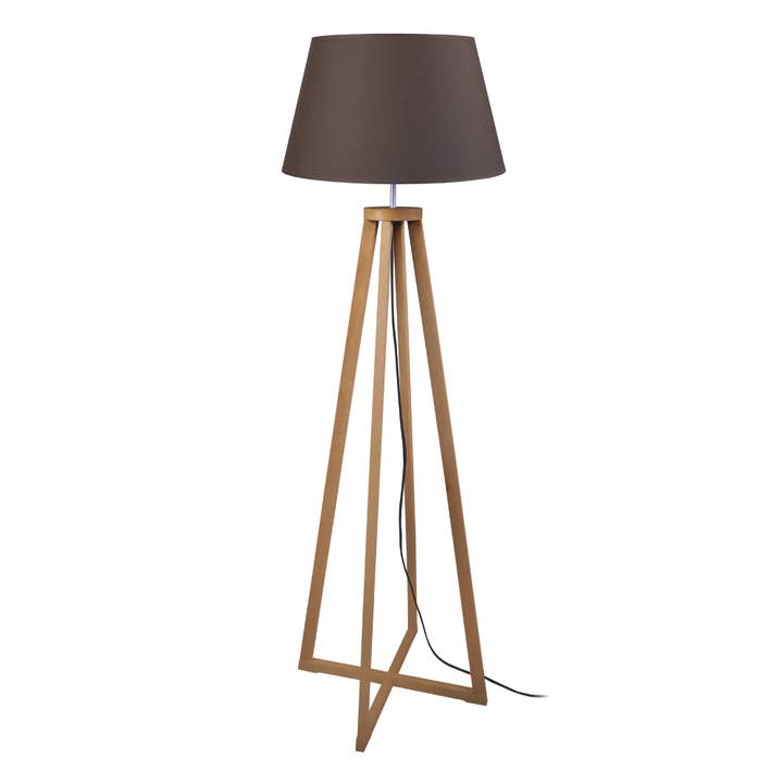 SKARA - Dark Wood And Brown Column Lamp for wholesale by Tosel Shop