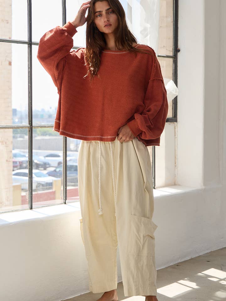Dark sage IP5525 Drawstring Detail Billowy Harem Style Pants for wholesale on Faire