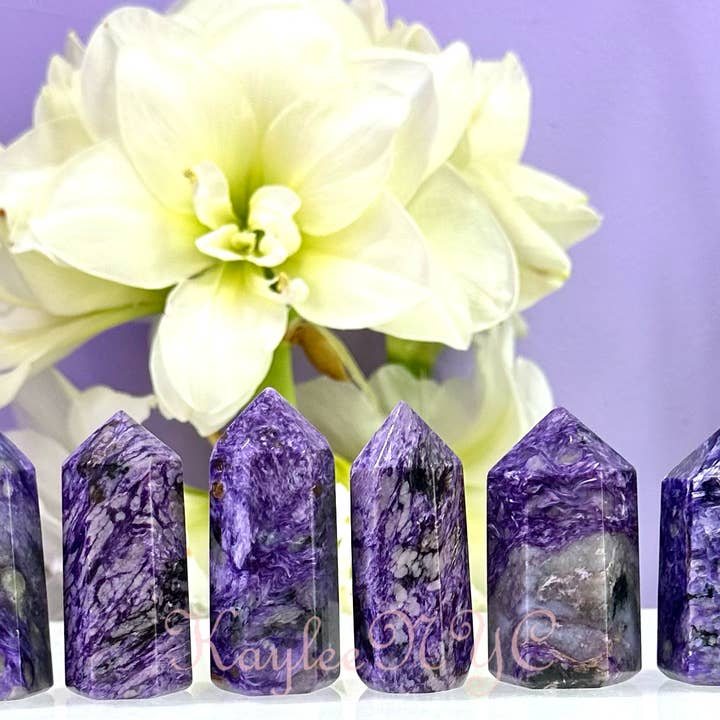 KayleeNYC - Wholesale Spiritual Stone/Crystal - 1 lb Natural Charoite Tower Obelisk Point Wand Crystal