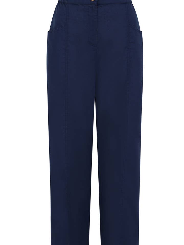 Sunny Pant - Navy - Bio-Baumwoll-Leinenmischung für den Großhandel von Mudd & Water