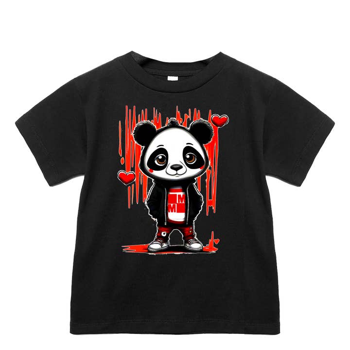 Panda Love Tee, Black (Infant, Toddler, Youth, Adult) for wholesale by Micro Me
