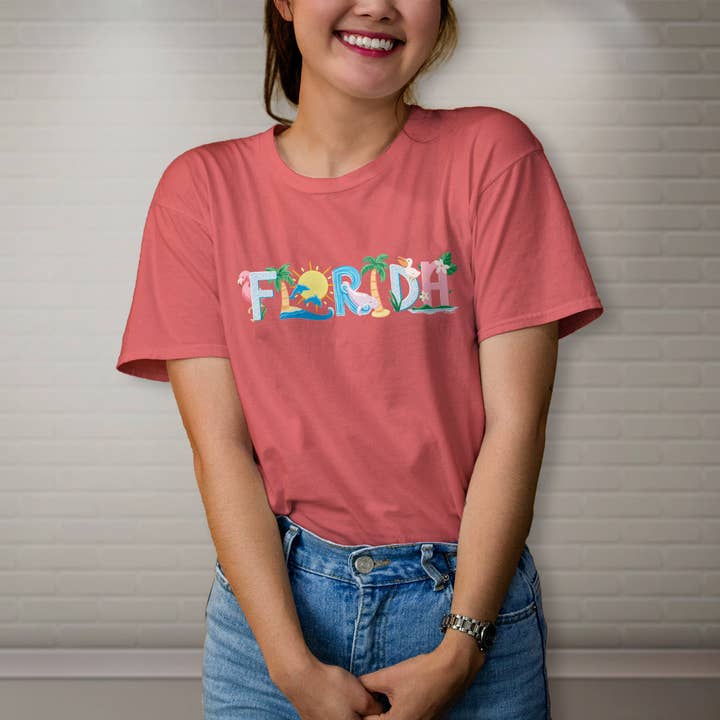 RetroPlanet - Wholesale T-Shirt (Graphic) - Unisex - Florida Whimsical Animals T-Shirt Adult Unisex Cotton S-2X