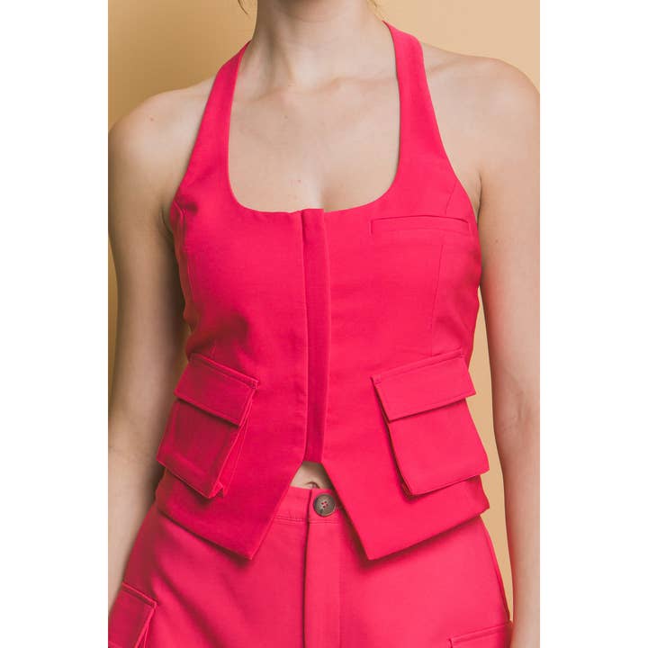 Halter Zip Up Vest for wholesale by Apolline