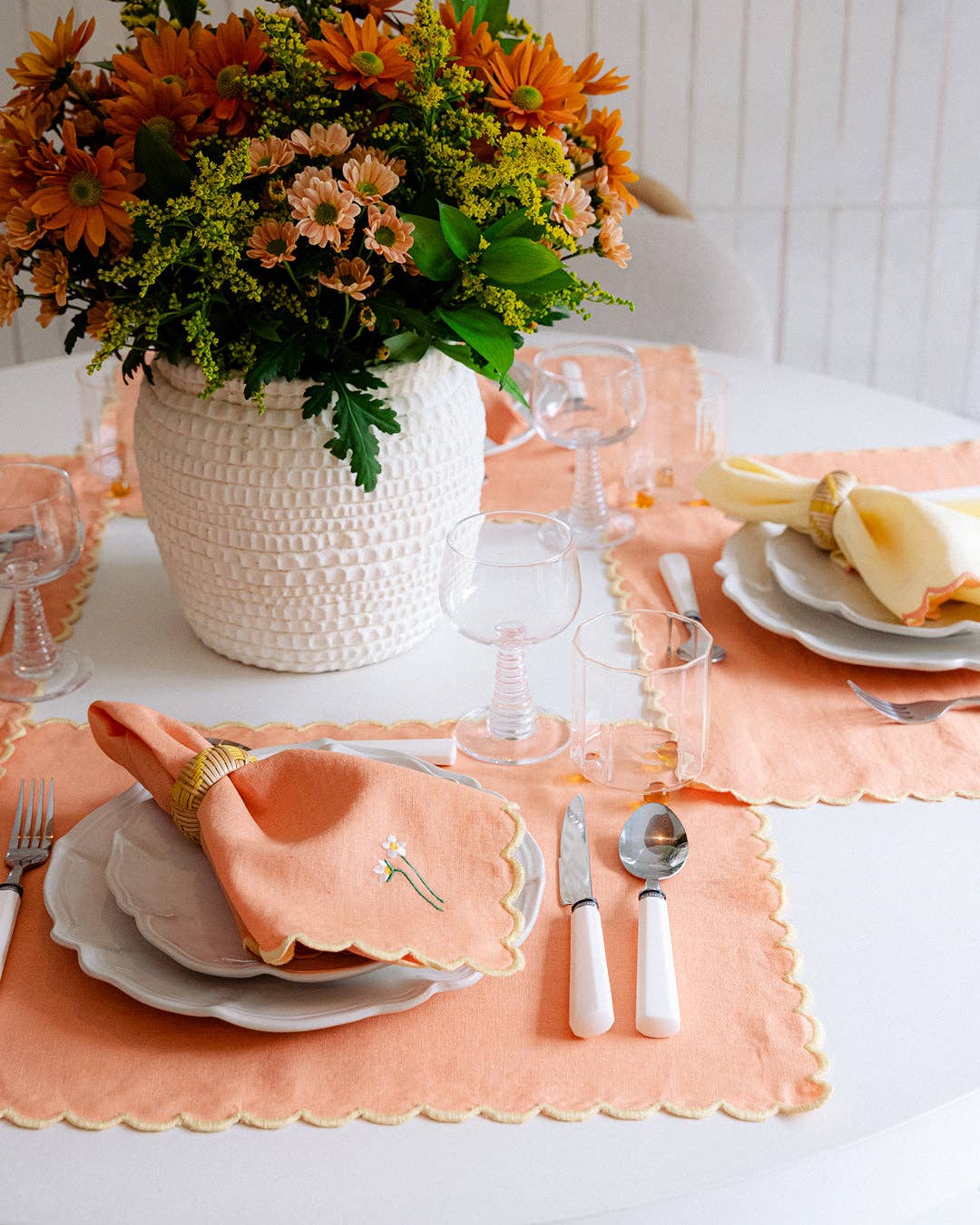 Mariaida Home - Wholesale Tablecloth - Individual Mother Aurora, Orange with Yellow1