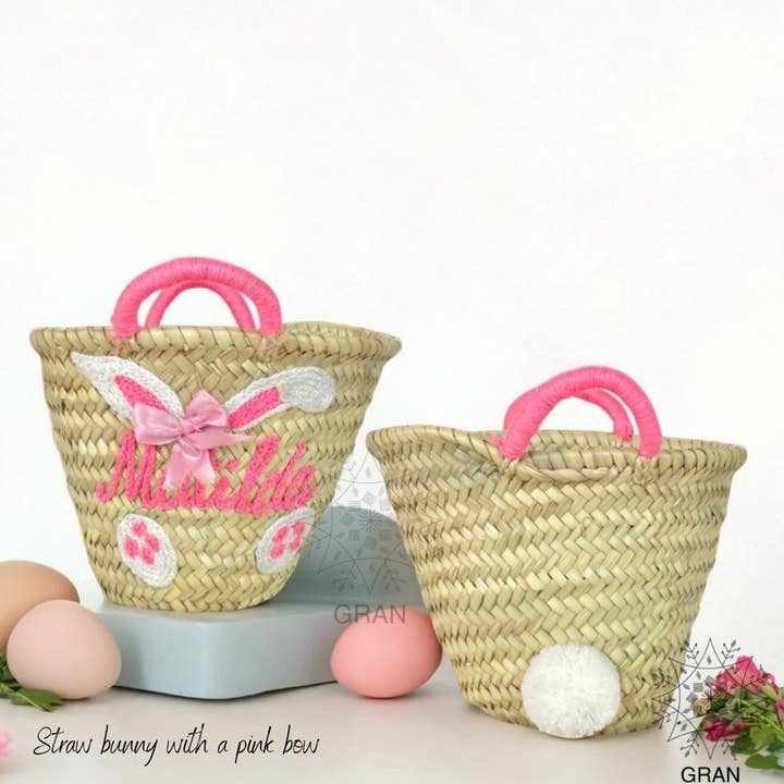 Straw Easter Basket, Personalized Easter Straw Basket. for wholesale by Gran Wholesale