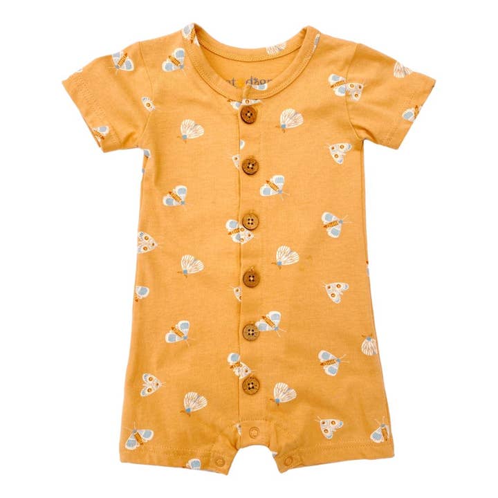 Organic Cotton Short Sleeve Romper - Magical Moth for wholesale by Cat & Dogma