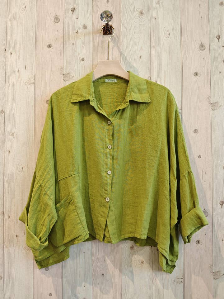 Linen & More - Wholesale Button Down Shirt - Women's - REF 14749 SHORT LINEN SHIRT 100%