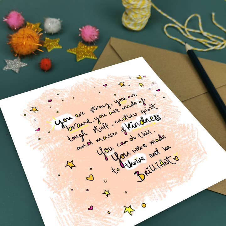 Thinking of you, je bent geweldig, liefde sturen, wenskaart voor wholesale door Yellow Deer Designs