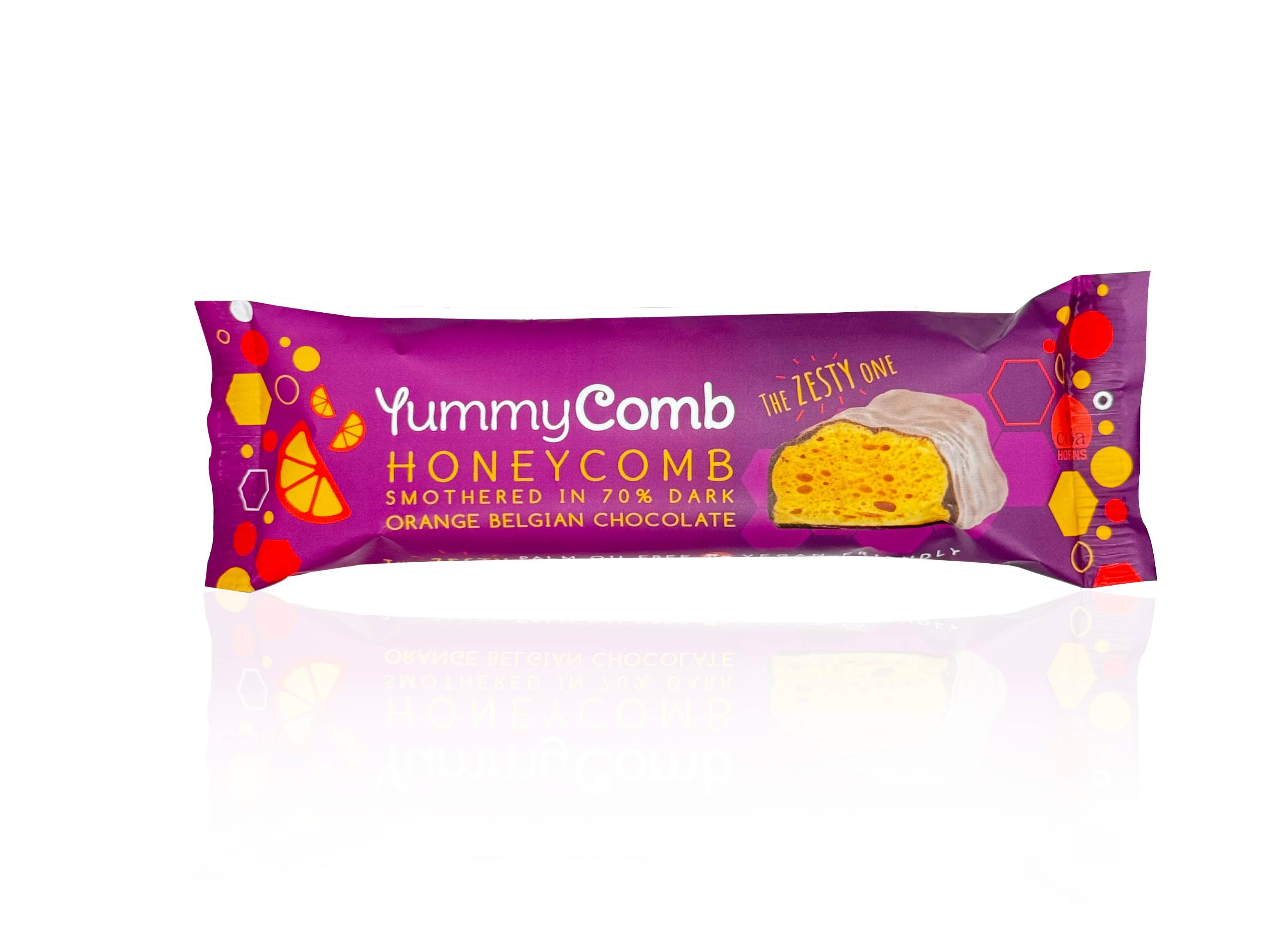 Yummycomb - Wholesale Chocoladereep - 12 stuks honingraatrepen van 35 g, omhuld met 70% donkere Belgische sinaasappelchocolade6