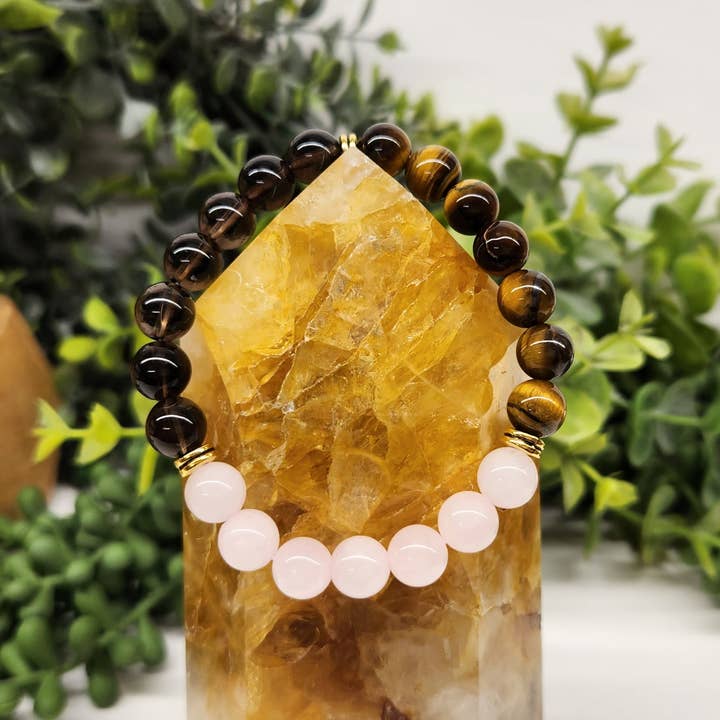 Meraki Gemstones - Wholesale Beaded Bracelet - RELEASING THE PAST-Rose Quartz/Smoky Quartz/Yellow Tiger Eye5