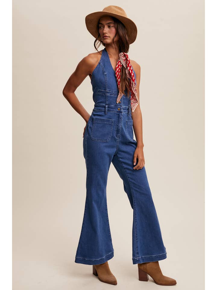 Denim Tuta in denim con scollo all'americana in vendita all'ingrosso su Faire