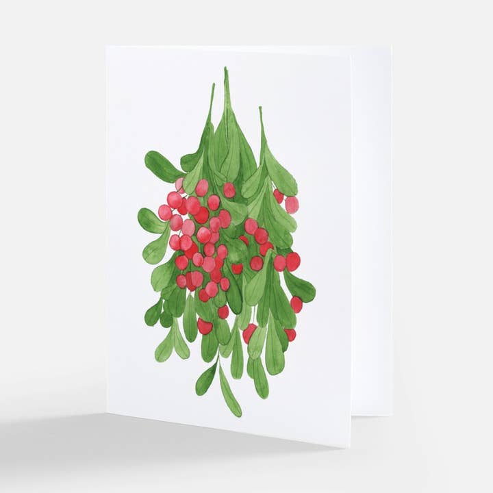 Red Mistletoe Greeting Card for wholesale by Natella Libin